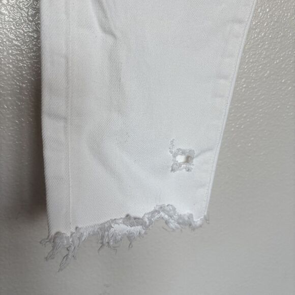 Moussy Vintage Jeans Womens Size 28 White Tapered Distressed Denim Pants - Picture 9 of 13